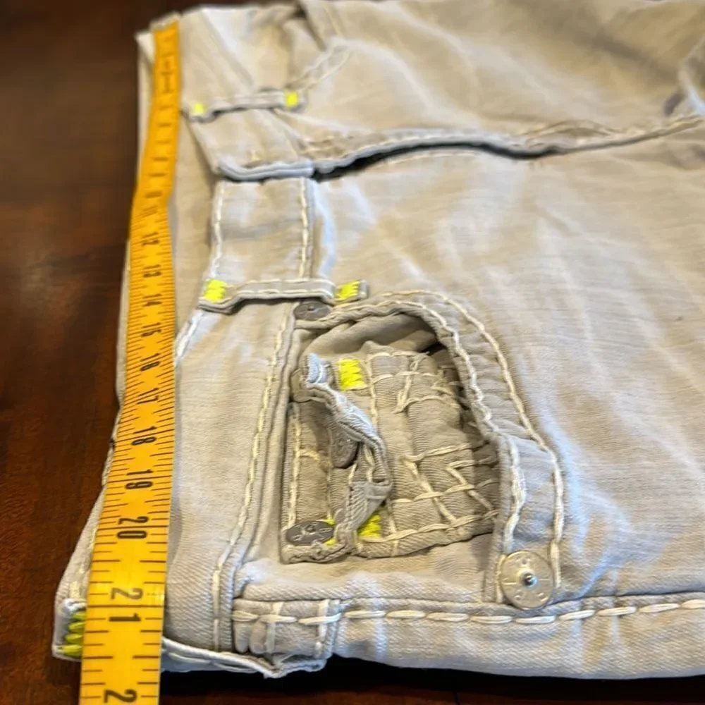 True Religion Ricky Straight Leg Gray Jeans Men’s 44x33 Rope Stitch Slim Fit